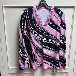 Stylish Pink and Black Patterned Blouse
